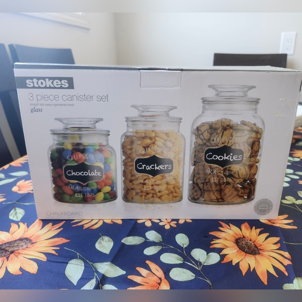 Stokes 3 Piece Cannister Set With Chalkboard Labels